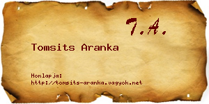 Tomsits Aranka névjegykártya